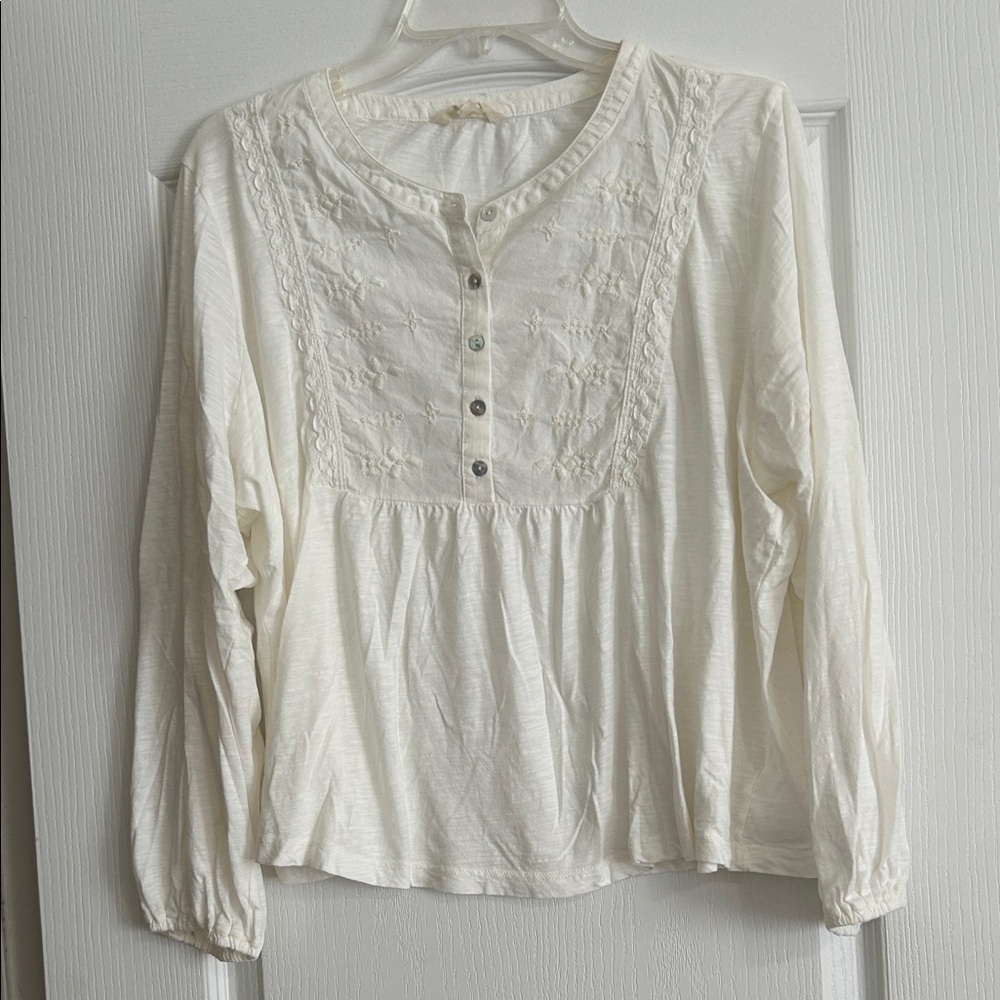 Lucky Brand Cream Button-Front Blouse